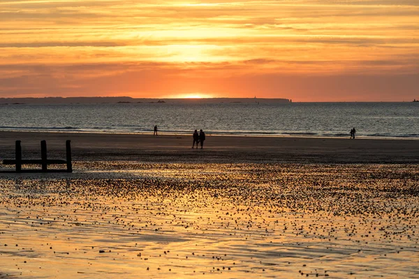 Bellezza Vista Tramonto Dalla Spiaggia Saint Malo Bretagna Francia — Foto Stock