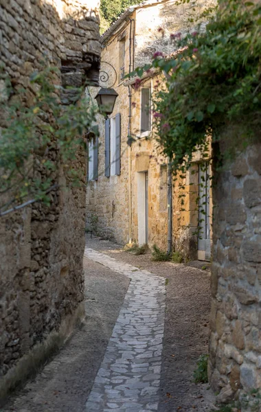 Paisaje Típico Francés Con Calle Más Antigua Empedrada Ciudad Tradicional — Foto de Stock