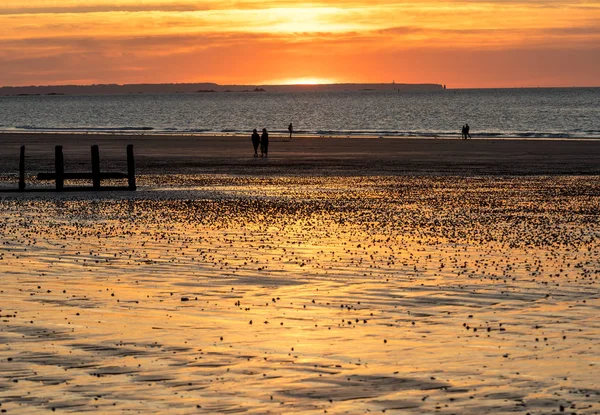 Beauty Sunset View Beach Saint Malo Βρετάνη Γαλλία — Φωτογραφία Αρχείου