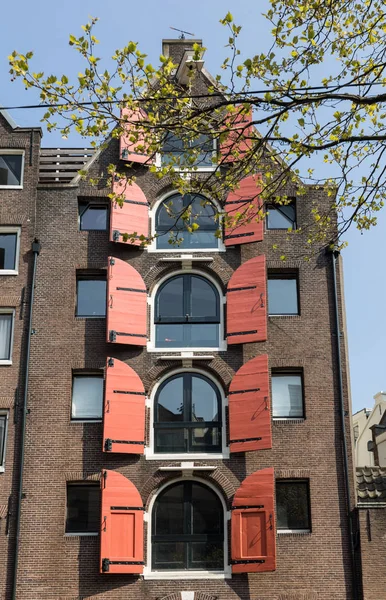 Amsterdam Netherlands April 2017 Traditional Historic Dutch Gable Houses Canal — Stock Photo, Image