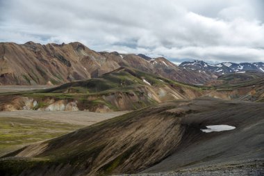 Fjallabak Doğa Rezervi 'ndeki Landmannalaugar volkanik dağları. İzlanda