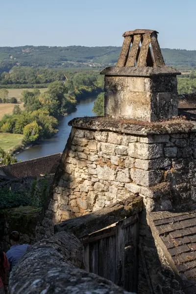 Veduta Della Valle Del Fiume Dordogna Dal Castello Beynac Cazenac — Foto Stock