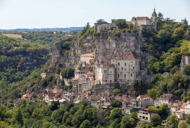 Rocamadour, Piskoposluk şehri ve Kutsal Bakire Meryem, Lot, Midi-Pyrenees, Fransa 'nın kutsal mabedi