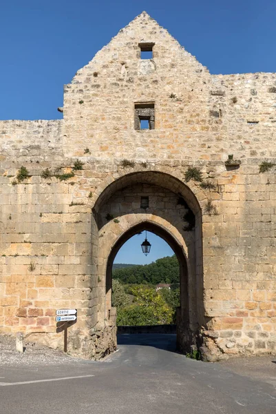 Porte Des Tours Medieval City Gate Domme Dordogne Aquitaine France — Stock Photo, Image