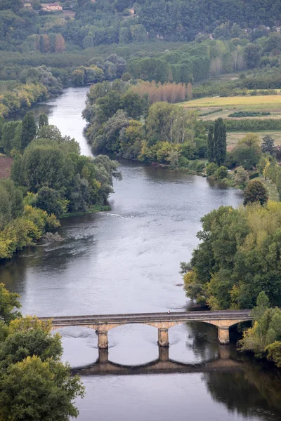 Widok Rzekę Dordogne Dolinę Dordogne Murów Starego Miasta Domme Dordogne — Zdjęcie stockowe