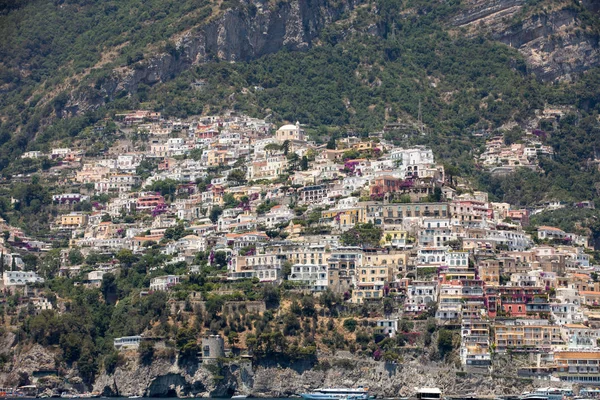 Positano Włochy Czerwca 2017 Panorama Positano Domy Pnące Się Hill — Zdjęcie stockowe