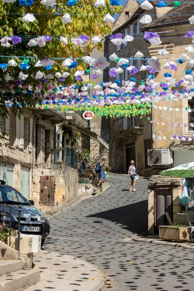 Saint Cyprien Francia Septiembre 2018 Coloridas Decoraciones Callejeras Durante Verano — Foto de Stock