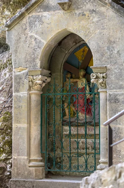 Rocamadour França Setembro 2018 Statinon Jesus Encontra Sua Mãe Maria — Fotografia de Stock
