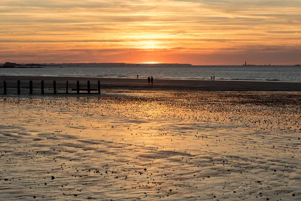 Schöne Aussicht Auf Den Sonnenuntergang Vom Strand Saint Malo Bretagne — Stockfoto