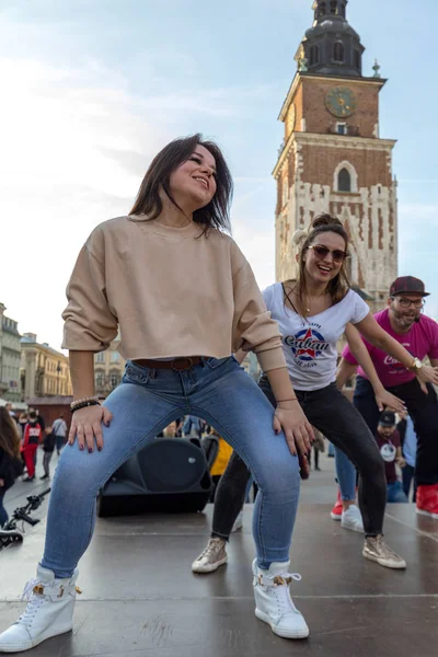 Cracovie Pologne Mars 2019 Journée Internationale Flashmob Rueda Casino Plusieurs — Photo