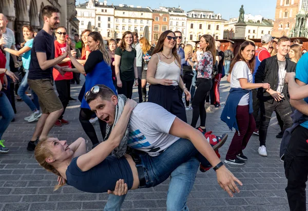 Cracovia Polonia Maerch 2019 Giornata Internazionale Del Flashmob Rueda Casino — Foto Stock