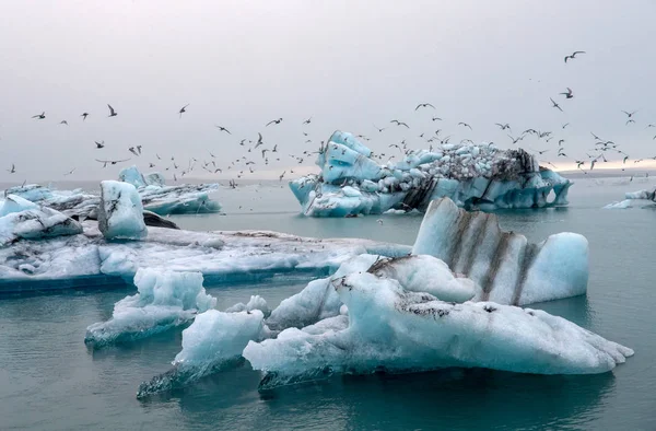 Icebergs Jokulsarlon Hermosa Laguna Glaciar Islandia Jokulsarlon Famoso Destino Turístico — Foto de Stock