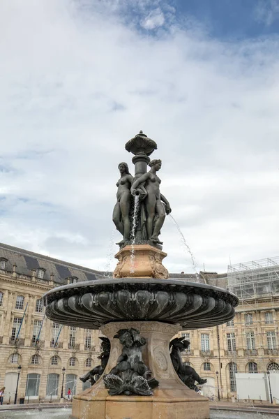 Bordeaux Francja Września 2018 Fontanna Trzech Gracji Place Bourse Bordeaux — Zdjęcie stockowe