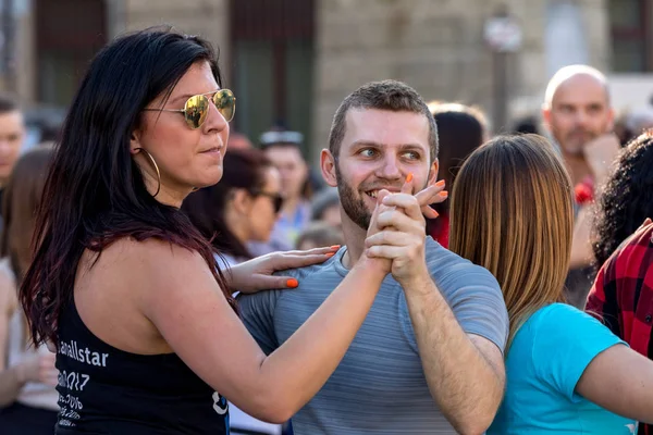 Kraków Polska Marca 2019 Międzynarodowy Dzień Flashmob Rueda Casino Kilkaset — Zdjęcie stockowe