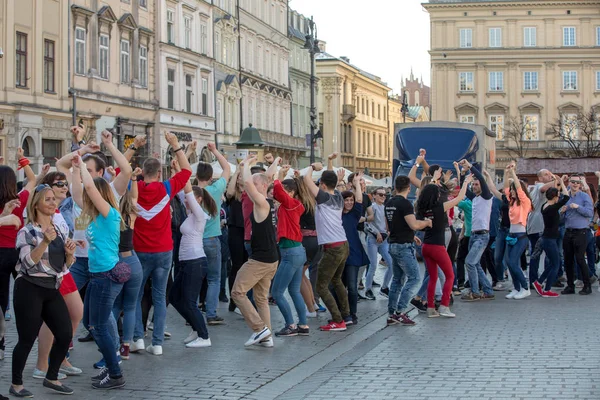 Cracow Polonya Mart 2019 Rueda Casino Uluslararası Flashmob Günü Birkaç — Stok fotoğraf