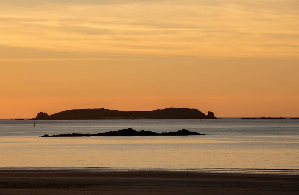 Skönhet Solnedgång Utsikt Från Stranden Saint Malo Bretagne Frankrike — Stockfoto