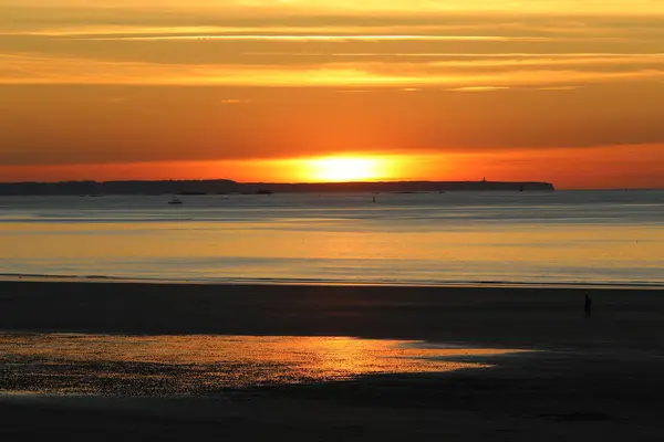 Beauty Sunset View Beach Saint Malo Βρετάνη Γαλλία — Φωτογραφία Αρχείου