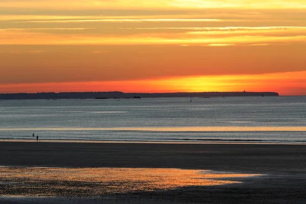 Schöne Aussicht Auf Den Sonnenuntergang Vom Strand Saint Malo Bretagne — Stockfoto