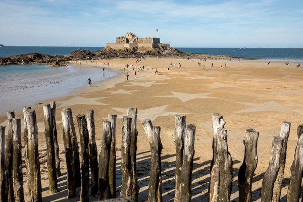Saint Malo Francie Září 2018 Hvězdy Pláži Saint Malo Brittany — Stock fotografie