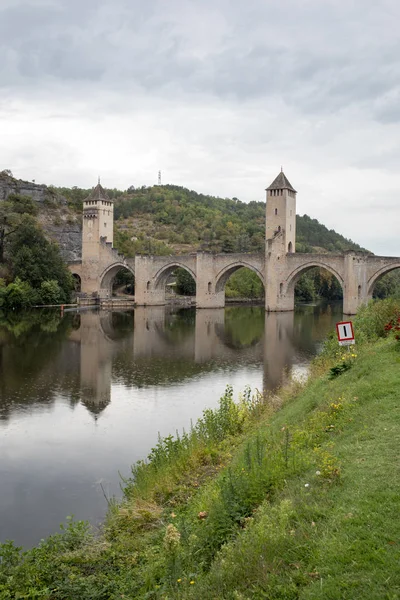 Ortaçağ Pont Valentre River Lot Cahors Lot Fransa Üzerinde — Stok fotoğraf