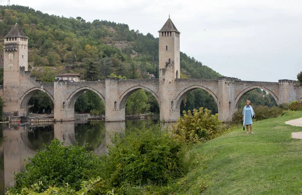 Cahors France September 2018 Der Mittelalterliche Pont Valentre Über Dem — Stockfoto
