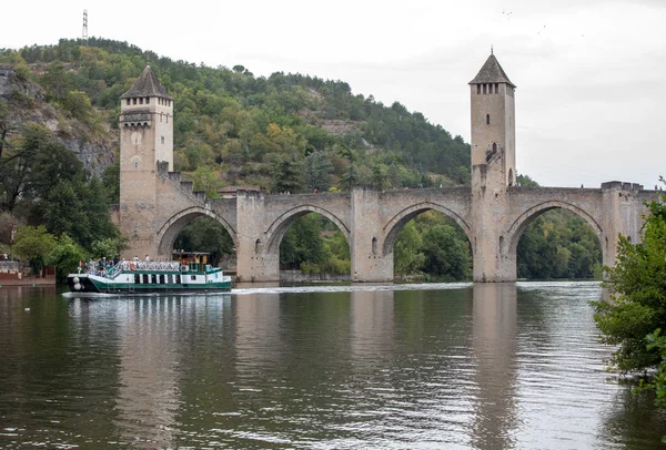 Cahors Francia Septiembre 2018 Pont Valentre Medieval Sobre Lot Del —  Fotos de Stock