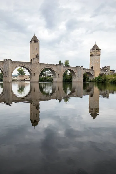 Średniowieczny Pont Valentre Nad Rzeką Lot Cahors Lot Francja — Zdjęcie stockowe
