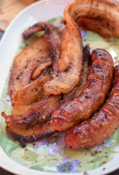 Embutidos Carne Parrilla Malsanos Pero Sabrosos —  Fotos de Stock