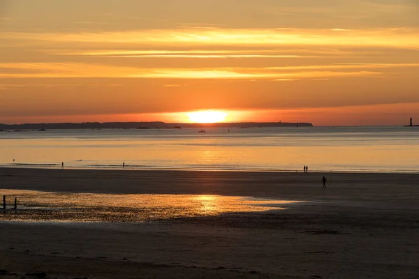 Schöne Aussicht Auf Den Sonnenuntergang Vom Strand Saint Malo Bretagne — Stockfoto