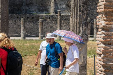 Pompeii, İtalya - 15 Haziran 2017: Antik Pompeii, İtalya. Roma şehri Vezüv yanardağı tarafından yok edildi..