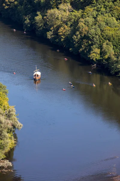 Uitzicht Vallei Van Dordogne Rivier Van Kasteel Castelnaud Aquitaine Frankrijk — Stockfoto