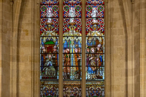 Burdeos Francia Septiembre 2018 Vidriera Iglesia Saint Eloi Monumento Del —  Fotos de Stock