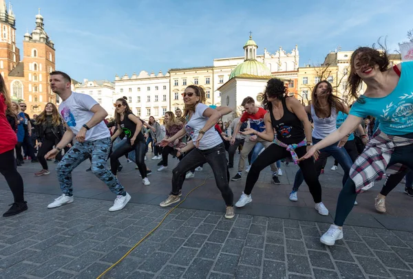 Cracow Poland March 2019 International Flashmob Day Rueda Casino Several — Stock Photo, Image