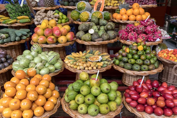 Fresh Exotic Fruits Mercado Dos Lavradores Funchal Madeira Portugal — Stock Photo, Image