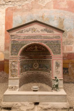 Binaların Vesuvius Volkanı tarafından tahrip Pompei'nin iç. İtalya. 