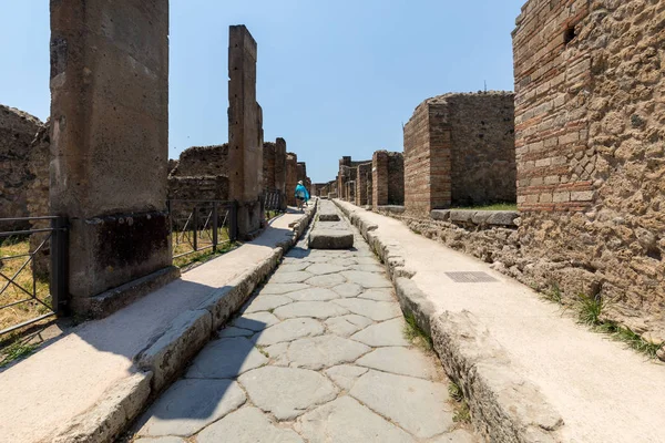 Talya Nın Pompeii Harabelerinde Antik Bir Kaldırım Roma Şehri Vezüv — Stok fotoğraf