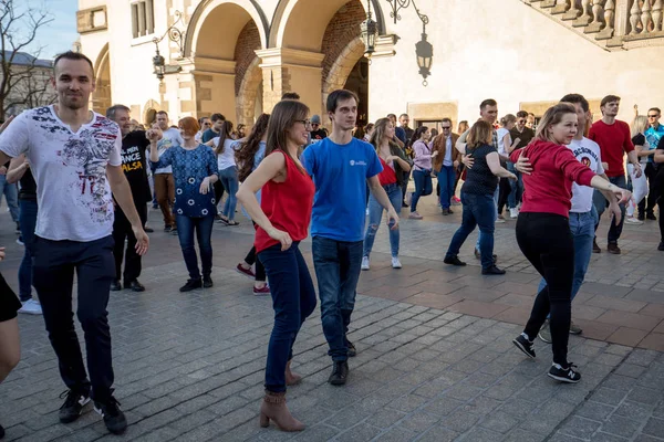 Cracow Polonya Mart 2019 Rueda Casino Uluslararası Flashmob Günü Birkaç — Stok fotoğraf