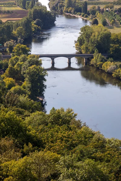 Άποψη Του Ποταμού Dordogne Και Της Κοιλάδας Dordogne Από Τείχη — Φωτογραφία Αρχείου