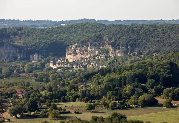 Vue Des Champs Prairies Vallée Dordogne Depuis Les Murs Vieille — Photo