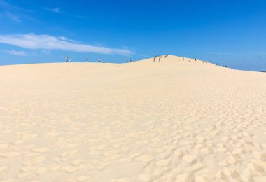 Pilat Kumulu, Avrupa 'nın en uzun kum tepesi. La Teste-de-Buch, Arcachon Körfezi, Aquitaine, Fransa 