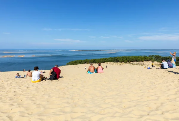 Dune of Pilat, France - September 10,2018: People on the Dune of Pilat, the tallest sand dune in Europe. La Teste-de-Buch, Arcachon Bay, Aquitaine, France