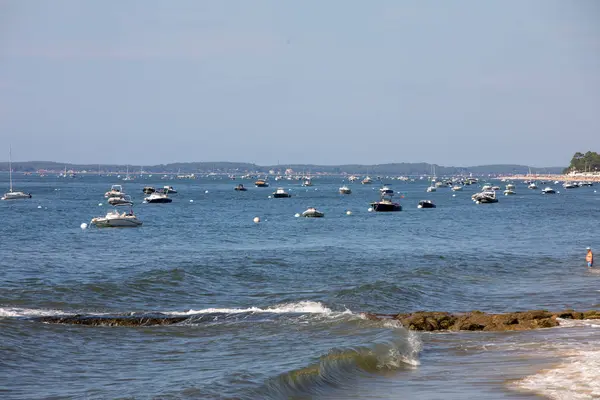Arcachon France September 2018 Boats Moored Archachon Bay Gironde France — Stock Photo, Image