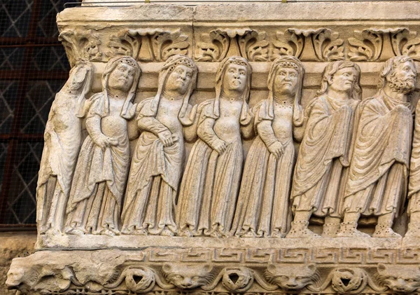 Részletek Nyugati Portál Szent Trophime Katedrális Arles Franciaország Bouches Rhone — Stock Fotó
