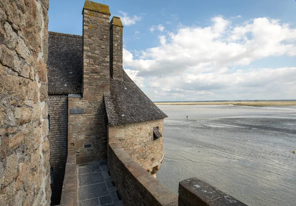 Muralhas Uma Das Torres Monte Saint Michel Normandia França — Fotografia de Stock