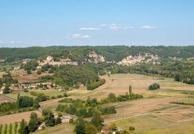 Dordogne Nehri Vadisi La Roque-Gageac, Aquitaine, Fransa alanında peyzaj
