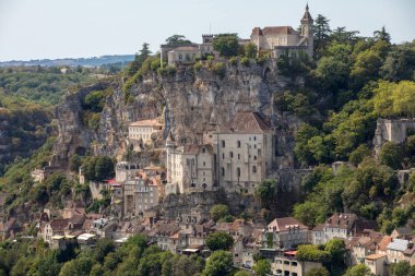 Rocamadour, Piskoposluk şehri ve Kutsal Bakire Meryem, Lot, Midi-Pyrenees, Fransa 'nın kutsal mabedi