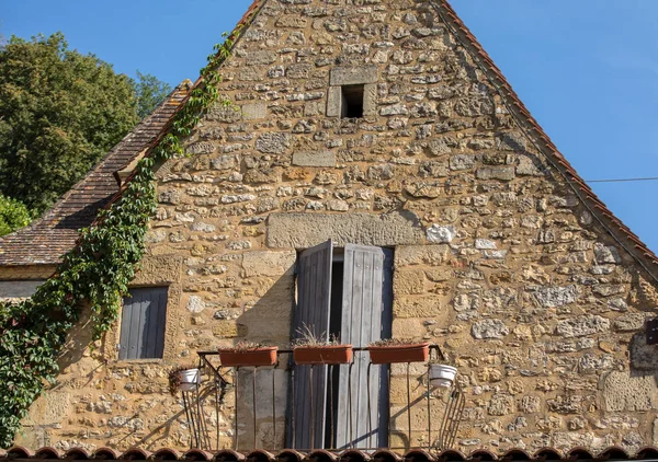 Paisagem Típica Francesa Com Casas Antigas Perigord Noir França — Fotografia de Stock