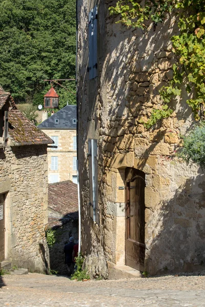 Tipico Paesaggio Urbano Francese Con Antica Casa Strada Ciottoli Nella — Foto Stock