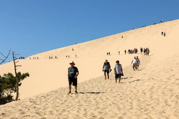 Dune Pilat França Setembro 2018 Pessoas Caminhando Topo Duna Pilat — Fotografia de Stock