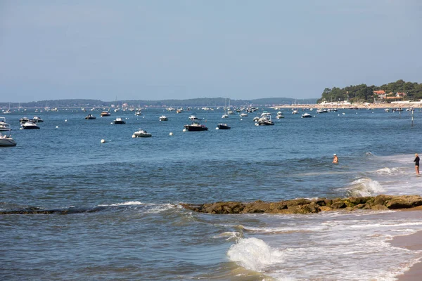 Arcachon Francia Settembre 2018 Barche Ormeggiate Archachon Bay Gironde Francia — Foto Stock